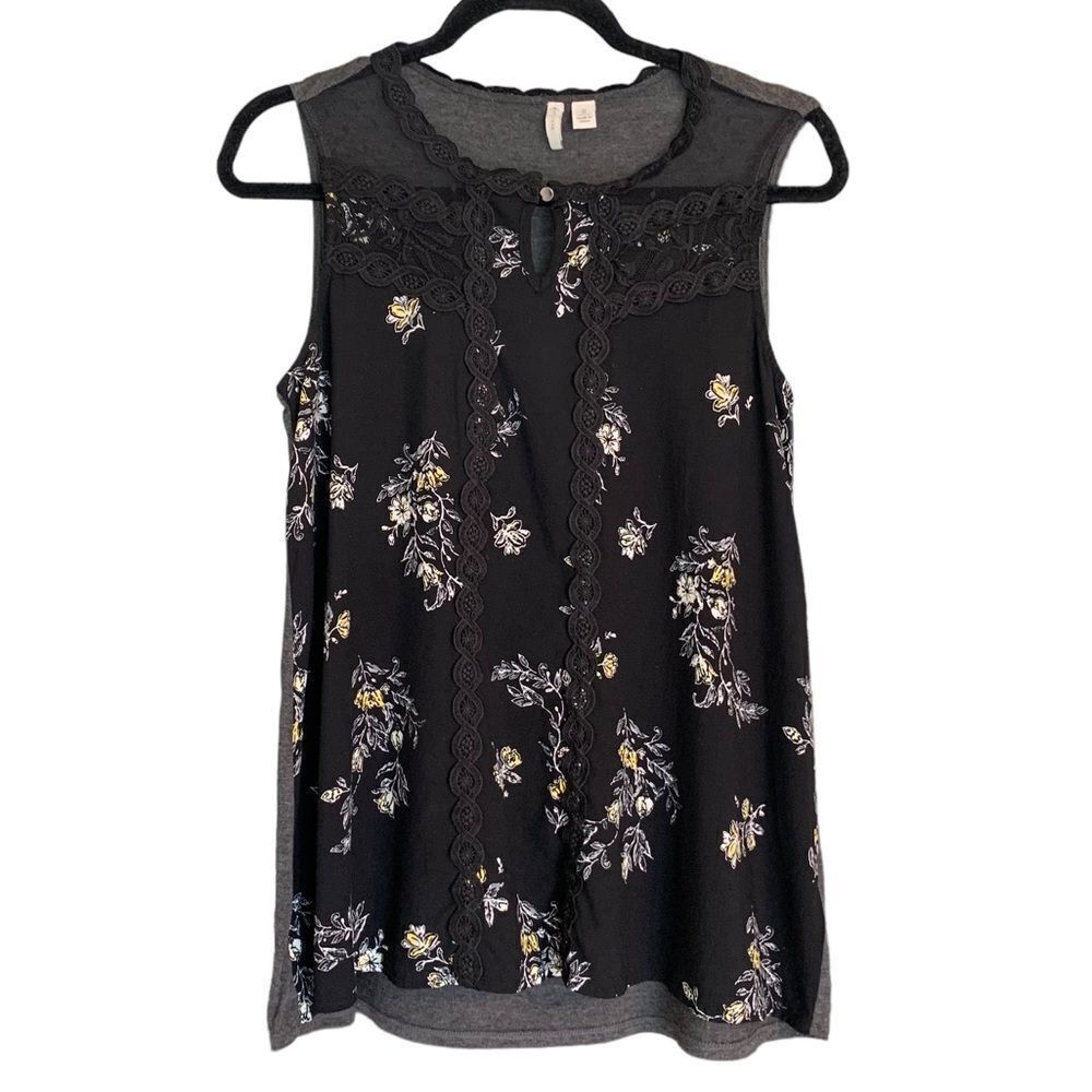 Est. 1946 Women’s Contemporary Sleeveless Black Multicolor Floral Top Size Small